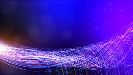 Wall Mural - Pink purple blue line particle moving, 3D Renderinf background.