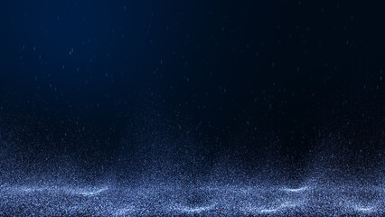 Wall Mural - White dust particles float on blue background.