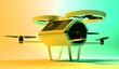 © adobedesigner - Flying car. Autonomous driverless car. Futuristic intelligent vehicle. Automotive technology. Flying futuristic car. Transport of the future. 3D Rendering.