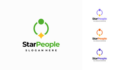 Wall Mural - star people logo designs concept vector illustration, people community logo designs symbol