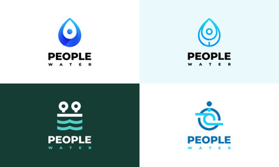 Wall Mural - set of people water logo designs concept vector, people environment logo symbol