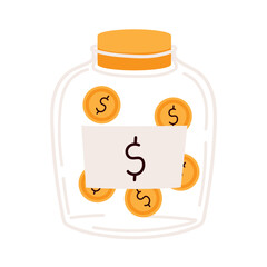 Sticker - saving money in jar