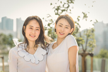 portrait of two woman friends