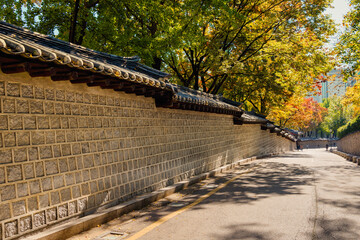 Wall Mural - 서울 덕수궁 돌담길의 가을풍경