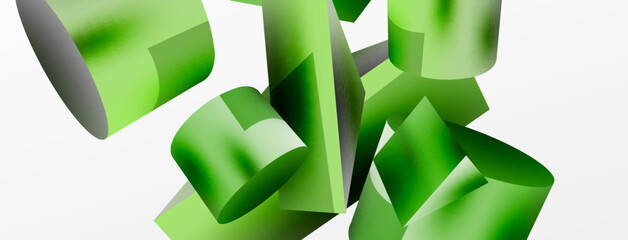 Metallic 3d shape vector geometric background. Trendy techno business template for wallpaper, banner, background or landing
