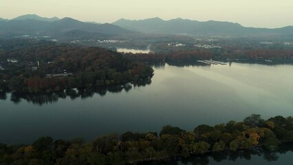Wall Mural - Aerial view of West Lake