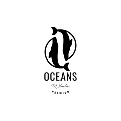 Canvas Print - ocean whale jump minimalist modern logo design vector