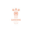 aesthetic hands hope flowers gardening line logo design vector