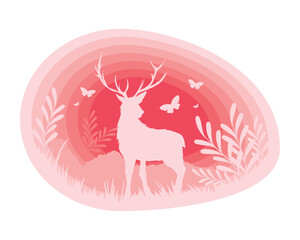 Sticker - deer forest nature