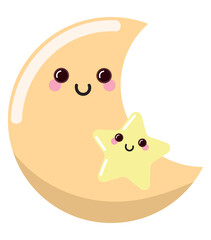 Canvas Print - moon and star kawaii weather