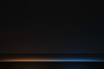 Aufkleber - Abstract neon glowing colorful light concept backdrop display on 3d background with led spotlight color scene studio product platform or vibrant stage room floor and empty gradient showroom banner.