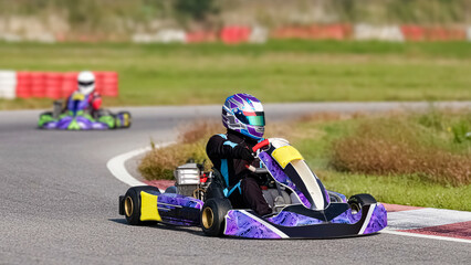 karting championship race, front view