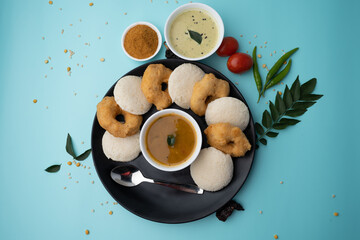 Wall Mural - South Indian breakfast-Idli, sambar, wada, coconut chutney