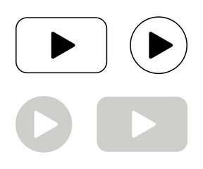 transparent play button icon. isolated play button with four different variations. video and media p