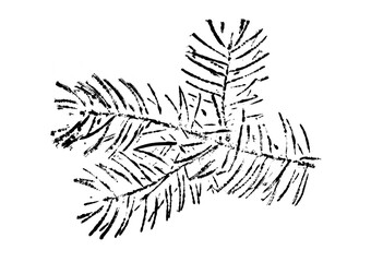 texture of foliage imprint on paper, leaf texture on a white background