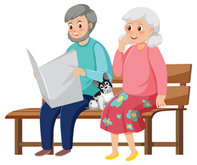 Wall Mural - Senior couple sitting on bench