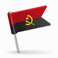 Angolan flag map pointer layout. Vector illustration.