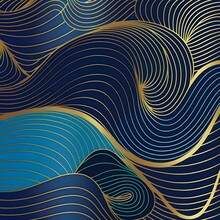 Abstract Background With Golden And Blue Lines