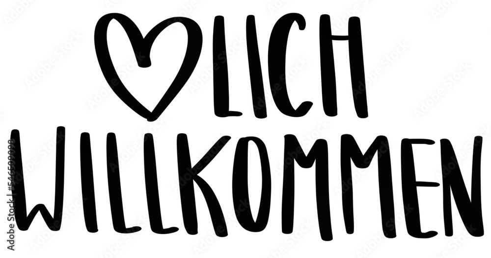 Herzlich Willkommen Zurück Aus Dem Urlaub Herzlich Willkommen handlettering Stock Illustration | Adobe Stock