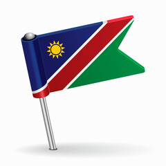 Namibian flag map pointer layout. Vector illustration.