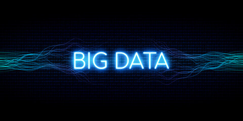 Wall Mural - abstract technology background in concept big data by text and neural network and binary code backgr