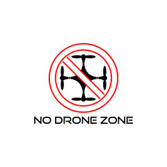 Sticker - No drone zone icon warning sign isolated on white background