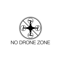 Sticker - No drone zone icon warning sign isolated on white background