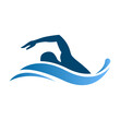 swimming man logo icon vector illustration emblem design