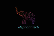 Modern Smart Elephant Tech Logo Design Vector