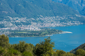 Wall Mural - Aerial view of Locarno from a mountain