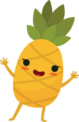 Sticker - Happy pineapple. Funny fruit mascot. Kawaii character