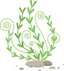 Sticker - Marine algae icon. Cartoon seaweed. Underwater plant