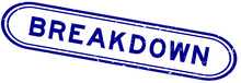 Grunge Blue Breakdown Word Rubber Seal Stamp On White Background