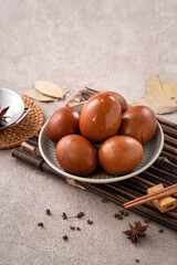 Wall Mural - Delicious traditional Taiwanese food tea eggs.