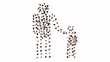 Concept conceptual large community of people forming the adult and child holding hands sign. 3d illustration metaphor for family, education, warning, prevention and security