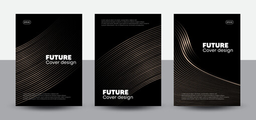 Wall Mural - set of cover design templates. modern luxury texture background with lines for cards, posters, banne