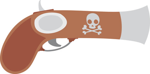 Wall Mural - Pirate pistol color icon. Vintage military weapon