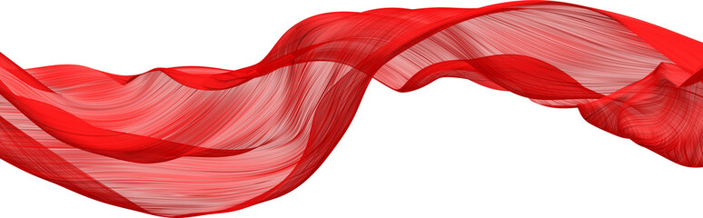 Wall Mural - Fabric Flowing Cloth Wave, Red Waving Silk Flying Textile, 3d rendering