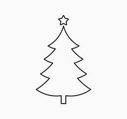 Wall Mural - christmas tree line icon with star. christmas design element.