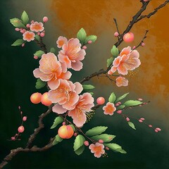 Wall Mural - Peach flowers