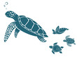 Vector of turtles family design isolated on transparent background. Wild Animals.