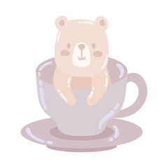 Wall Mural - cute bear on cup