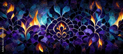 Fototapete art nouveau pattern of Flame. Abstract colorful.