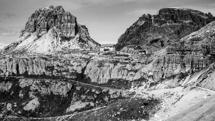 Sticker - scenic view of Dolomite mountains at Tre Cime Italy