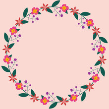 Pink Flower Card. Flower Print. Card With Flowers. Flower Frame