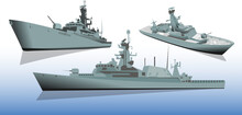 Military Warships Set. Background Vector EPS10