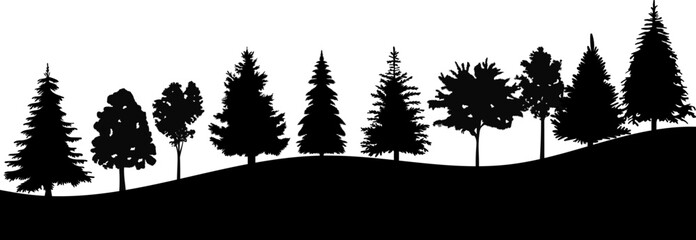 Wall Mural - silhouette forest, trees, fir trees design vector isolated