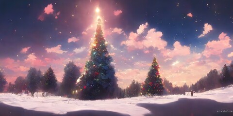 christmas tree in christmas holiday as background