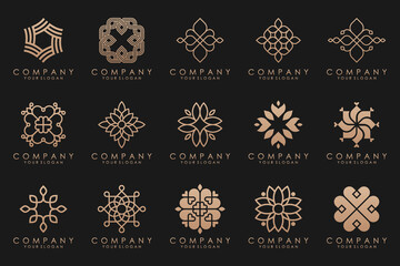 Sticker - Floral ornament logo icon set. Abstract beauty flower or mandala logo design collection.