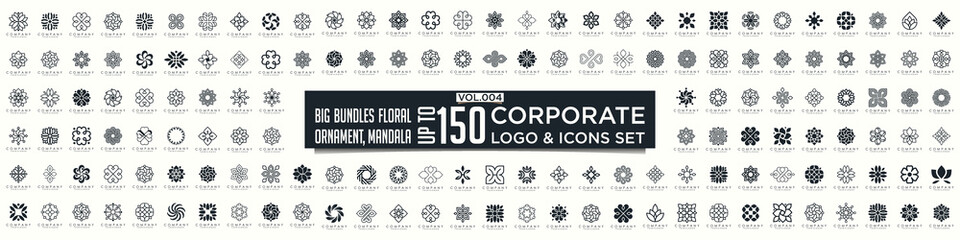 Wall Mural - Floral ornament logo and icon set. Abstract beauty flower ornament or mandala logo design collection